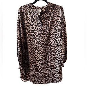 H&M- Women’s Oversized Long Sleeve Leopard Print Dress, Size Small